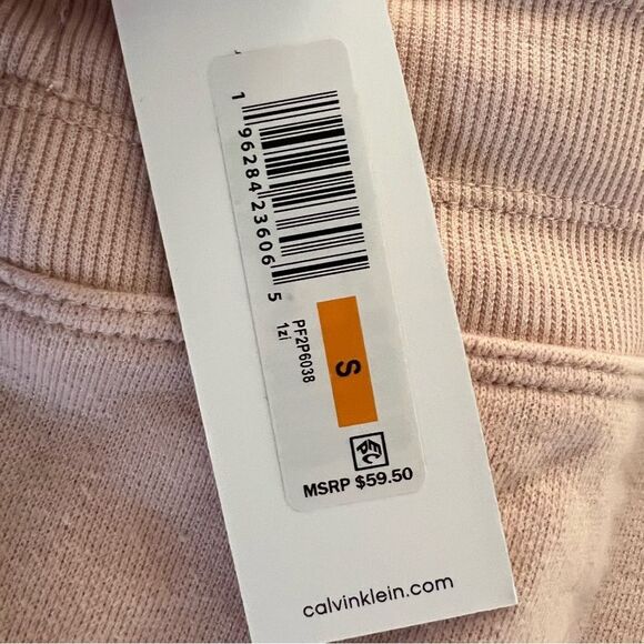 CK Sweatpants Performance Pink/White Logo Slim Crop Joggers Sz S new!🏷 - Picture 6 of 12